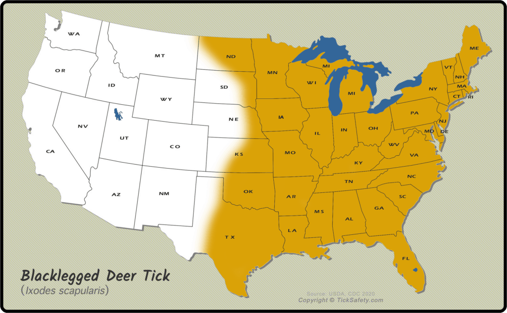 Range Map - Blacklegged Deer Tick