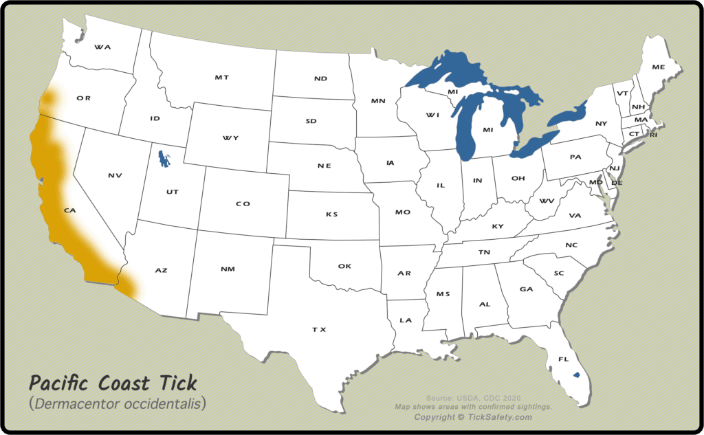 Range Map - Pacific Coast Tick