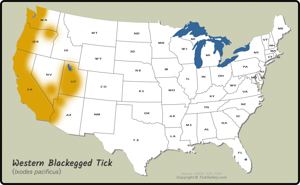 Range Map - Western Blacklegged Deer Tick